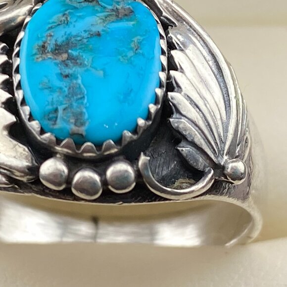 Richard Begay (RB) Navajo Sterling Silver Turquoise Ring Size 11.75 - 11.2 grams - Picture 7 of 15